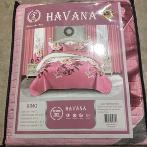 Pink Floral King Bedding Set